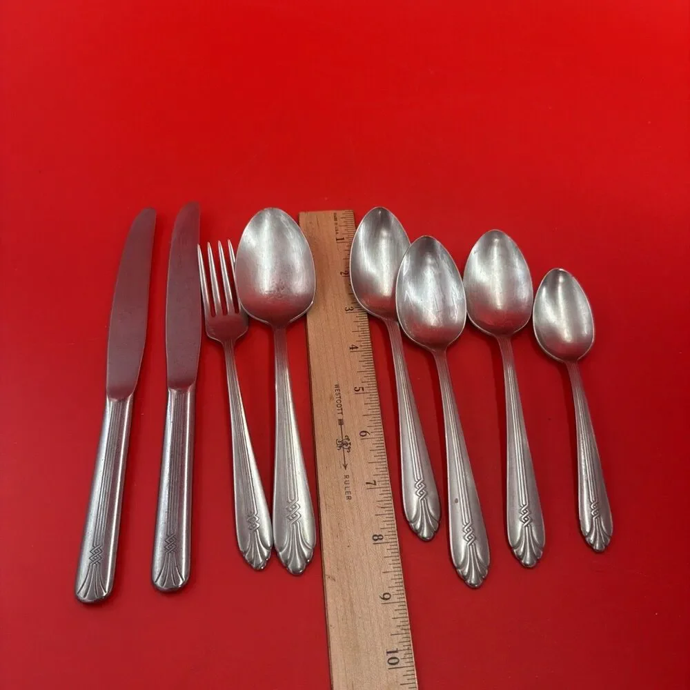 VTG Oneidacraft Stainless Lot 8 Geometric Design Celtic Braid Knot MCM